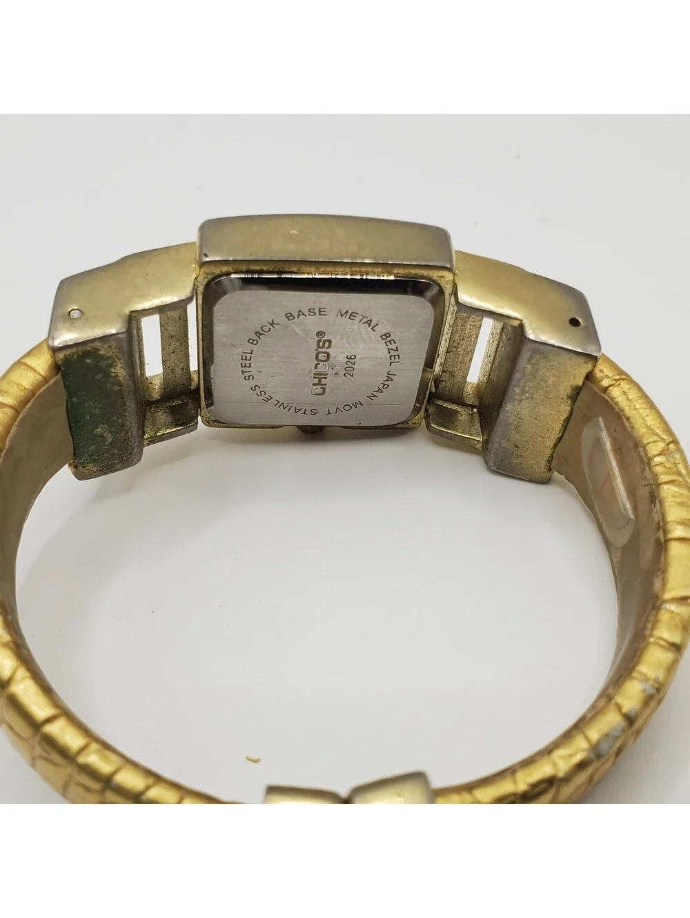 Chicos Quartz Cuff Band Watch Womens 23mm Gold Tone New Battery